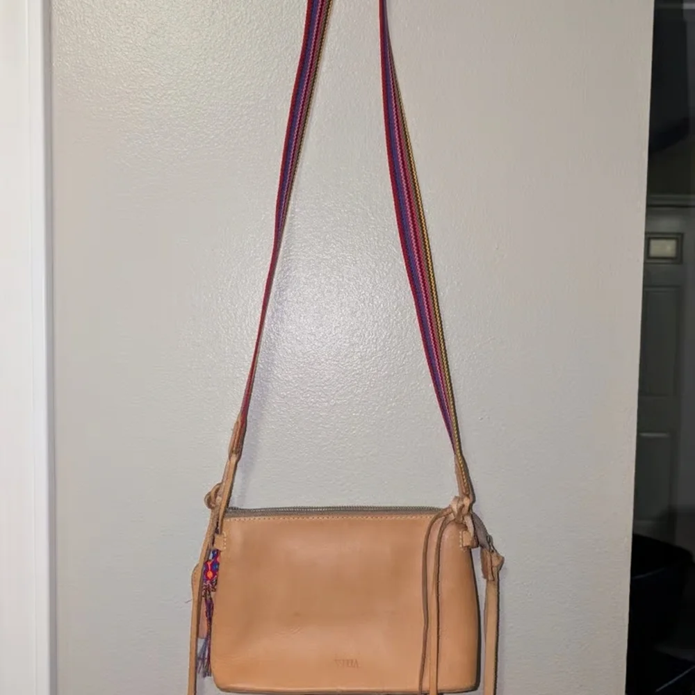 Consuela Beige Crossbody Bag with Colorful Strap - Picture 4 of 8